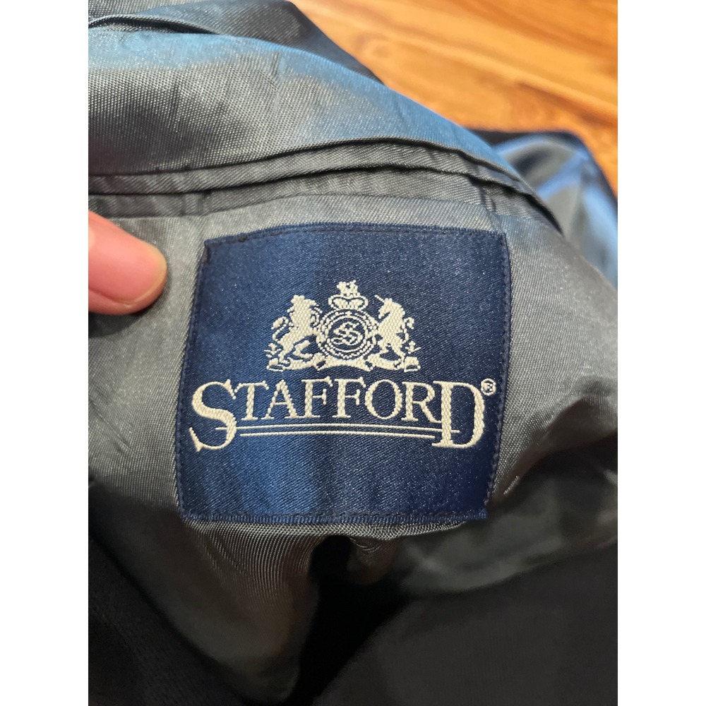 Stafford Mens Blazer 56R Navy Blue Worsted Wool Gold Button Sport Coat Jacket - Picture 4 of 9